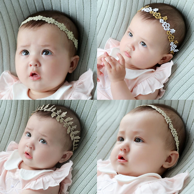 Cute Lace Headband For Girls Kids Elastic Nylon Newborn Turban Hair Bands Soft Flower Toddler Headwear Baby Hair Accessories