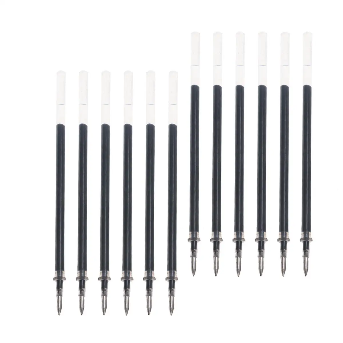 12 قطعة من أقلام الجل الأسود عبوات حبر ممتاز يدوم طويلاً وكتابة سلسة طرف رفيع متوافق مع الأقلام القياسية المقاومة للتسرب وغير #1
