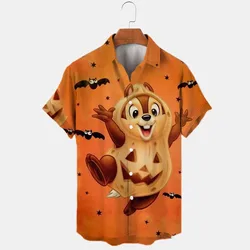 2024 Summer New Printed Short Sleeve Street Shirts Women's Party Wear Boys Girls Y2k Street Tops Disney Halloween Mickey Minnie