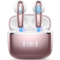 DRSAEC Wireless Earbuds, Bluetooth 5.3, 4 ENC Noise Canceling Mic, 40H LED Display Charging Case, IP7 Waterproof in-Ear Earbuds.