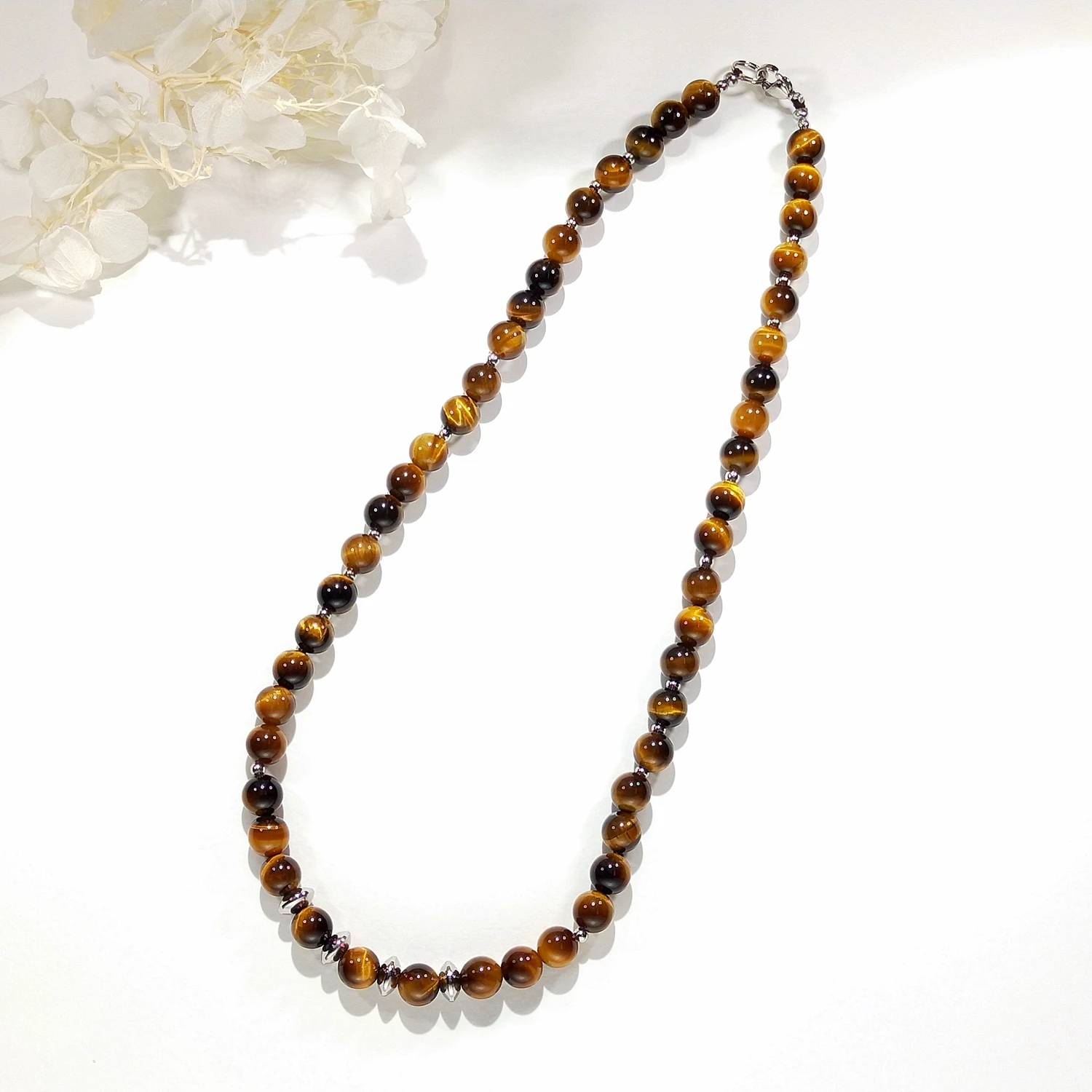 Lii Ji Tiger Eye's Natural Stone 6mm/8mm Necklace For Men's Necklaces