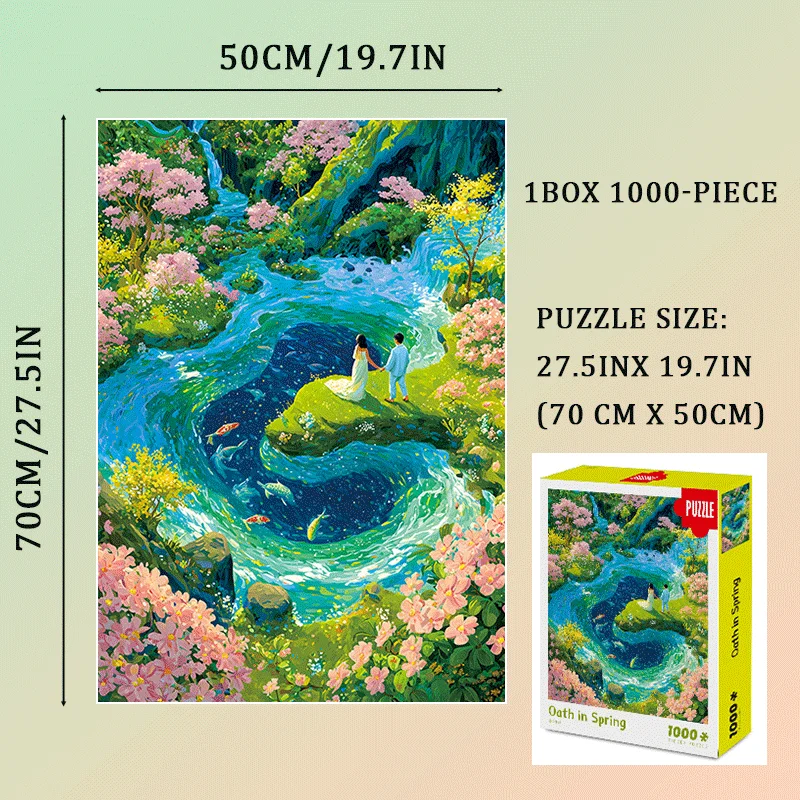 Regali di puzzle natalizi per adulti - Puzzle Spring Vow da 1000 pezzi 27,6x19,7 pollici con interneto per lettere, cartone grigio premium