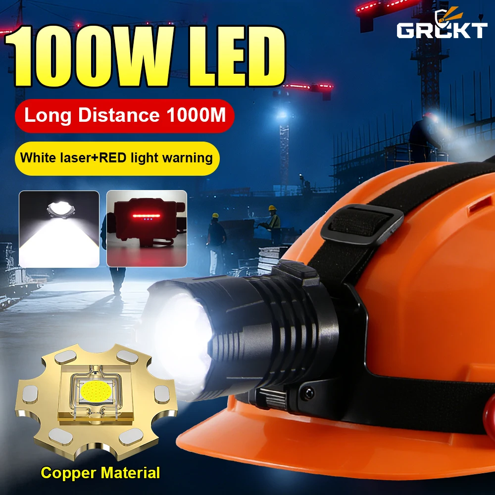 

GRCKT Copper Metal Core Headlight Professional Miner's Headlight Industrial Light Safety Emergency Headlamp Father's Day Gifts