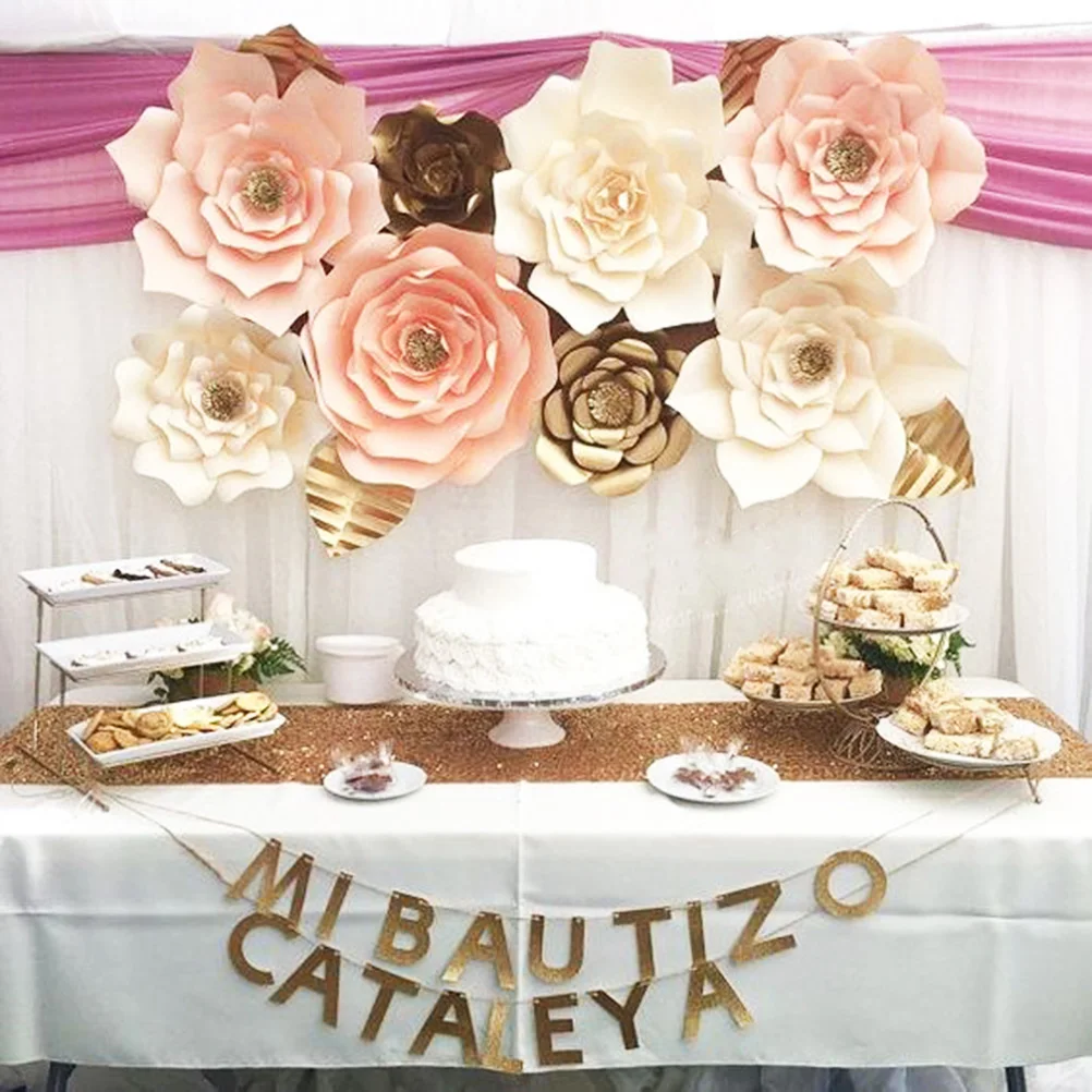 

2pcs Paper Flowers Decoration Artificial Faux Rose Dessert Table Wedding Bridal Shower Anniversary Valentine EcoFriendly