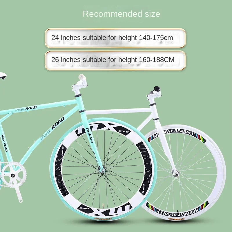 26 inch Fixie Bike Axis Brake Fixed GearBike 51mm Wheel City Bike High Carbon Steel Frame Single Speed Bicycle Racing Bike