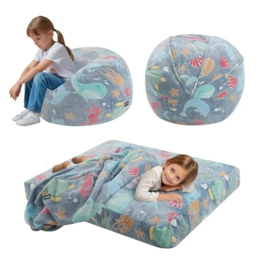 

Кресло-мешок превращающееся в кресло-мешок-кровать, кресло-мешок для малышей, спальное кресло-мешок для мальчиков и девочек, с наполнителем, трансформируемое детское кресло-мешок