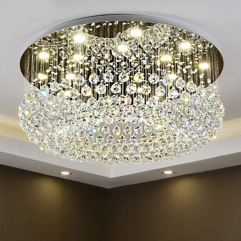 Modern Crystal Chandelier For Ceiling Luxury Led Round Lamp Home Decor Light Living Dining Room Bedroom Lobby K9 Cristal Lustre