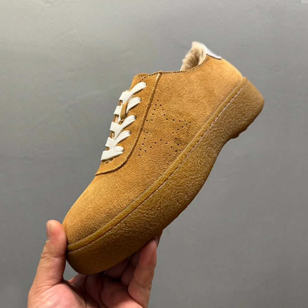 أحذية QHCCID الشتوية الجديدة للرجال من الصوف كاجوال - اتجاه عصري، تصميم نعل سميك، متينة، فرو سميك، أحذية دافئة #1