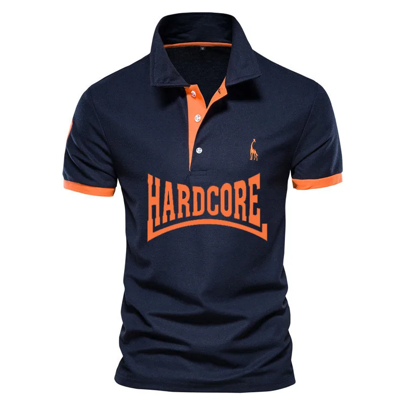 Hardcore print men's Polo shirt Luxury men's golf shirt Fat people POLO shirt lapel oversized T shirt Summer men's short sleeve