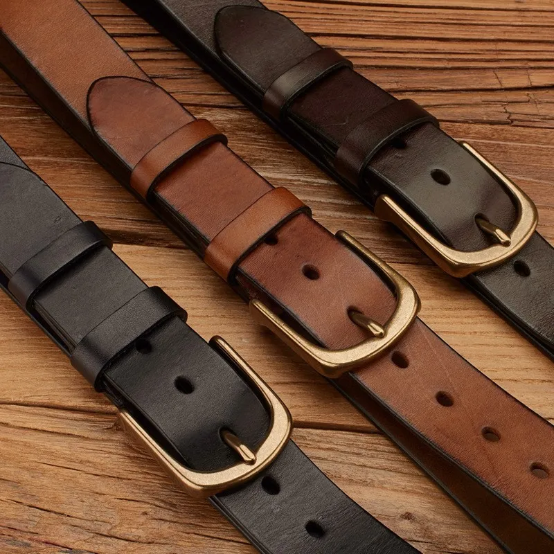 leather top layer belt for men simple and versatile casual