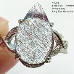 Natural Red Super Seven 7 Rutilated Quartz Adjustable Ring Purple Super 7 Crystal 925 Sterling Silver AAAAAA
