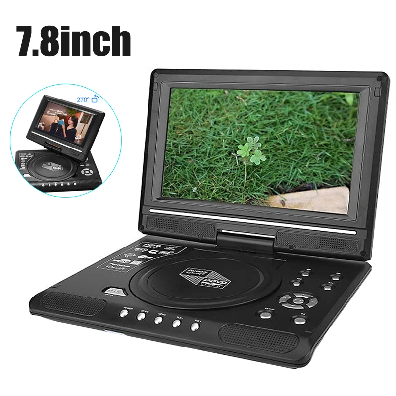 Portable 7.8 Inch DVD CD EVD Disc Player Hone Game TV Player 270° Rotatable LCD Screen Mini DVD Players with Remote Control