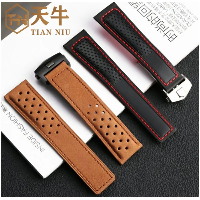 20mm 22mm cowhide strap for TAG Heuer, Carrera, Monaco watch band, TAG racing, F1 matte cowhide folding buckle men's bracelet