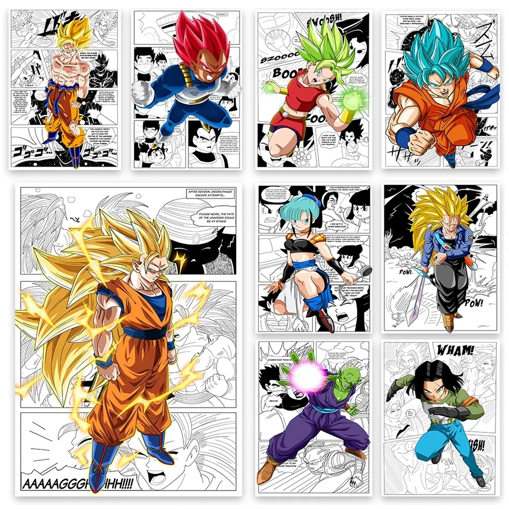 2023 New Anime Dragon Ball Poster Cartoon Character Vegeta Goku Piccolo Bulma Wall Art Canvas Painting Home Decoration Aesthetic