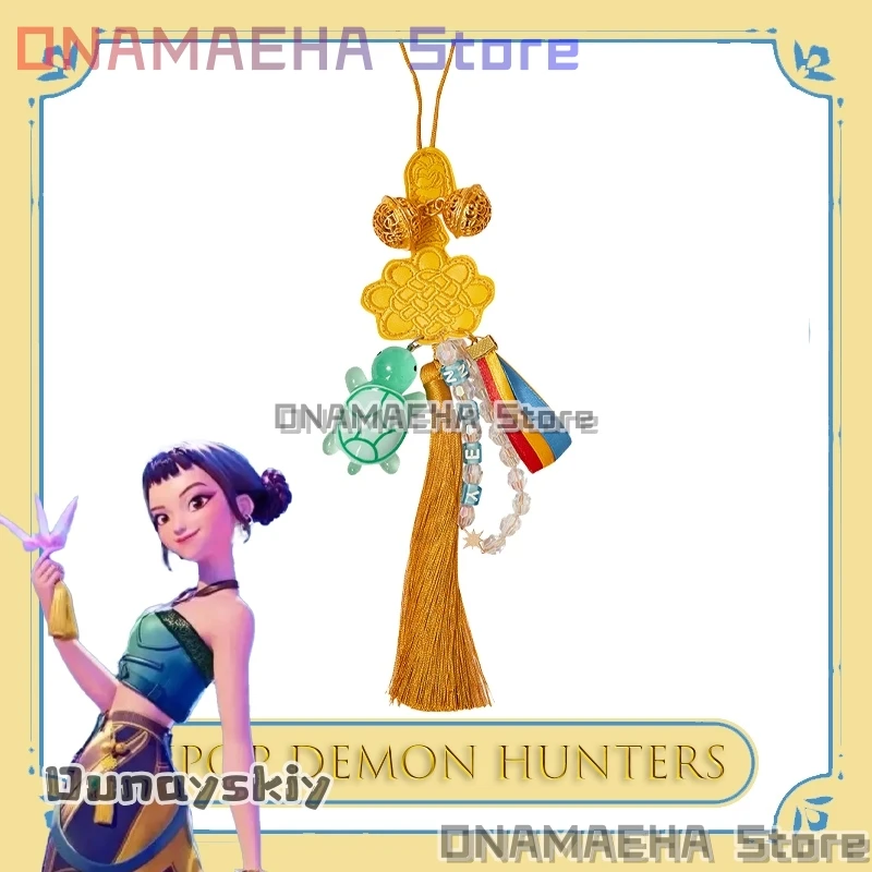 

BKPop Demon Hunters Zoe Желтая кисточка Аксессуар для косплея Фильм Хэллоуин Музыка {Uhauha Cos} Косплей Ремесленный кулон Золотой край Шелковый ‌