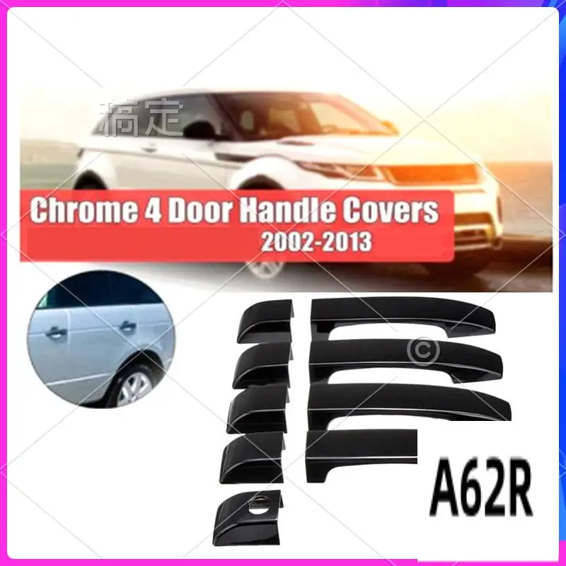 

R2-Bright Black Car Door Handle Covers Exterior Door Handles Trim Replacement For Land Rover Range L322 2002-2012