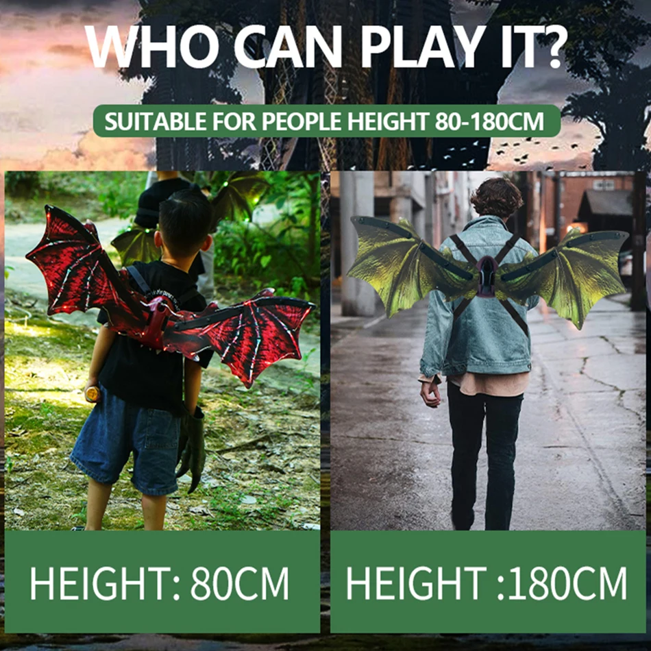 Electric Moving Dinosaur Wings with Lights DIY Toys for Children Boys Party Halloween Costume Accessory Christmas Gift