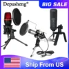 Depusheng USB Microphone Professional Recording Live with Desktop Metal Microphone Stand Gaming PC Microphone