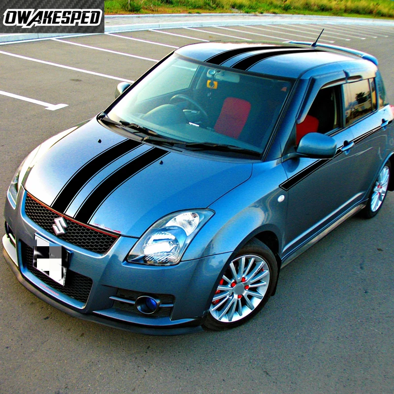 Sport Stripes Car Waistline Hood Roof Tail Sticker Racing Accessories For Suzuki Swift Auto Body Door Side Decor Vinyl Decals