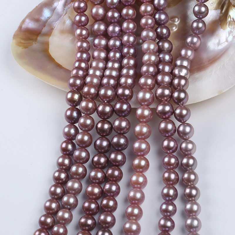 High quality 11-13mm purple perfect round loose freshwater edison pearl strand