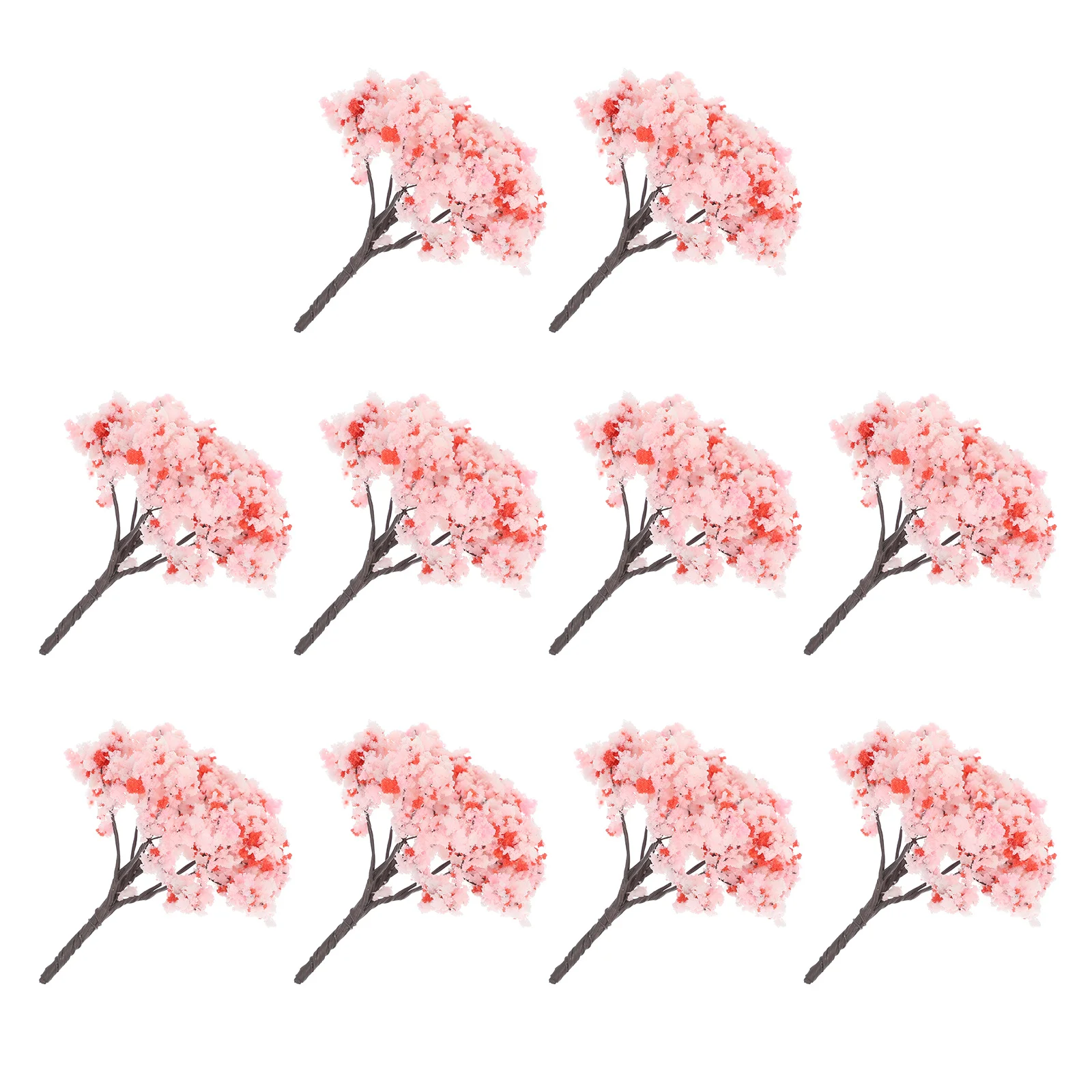10 قطعة أشجار زهر الكرز وهمية سهلة الترتيب لحديقة مصغرة المناظر الطبيعية زهرة اصطناعية فرع زهر الكرز الدعامة
