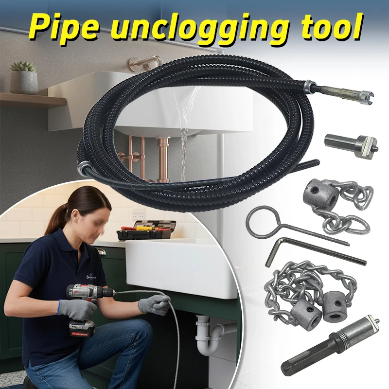 3m Electric Drill Pipe Dredging Tool Drain Snake Pipe Cleaner for Bathroom Kitchen Sink Drain Clog Home Plumbing Tools