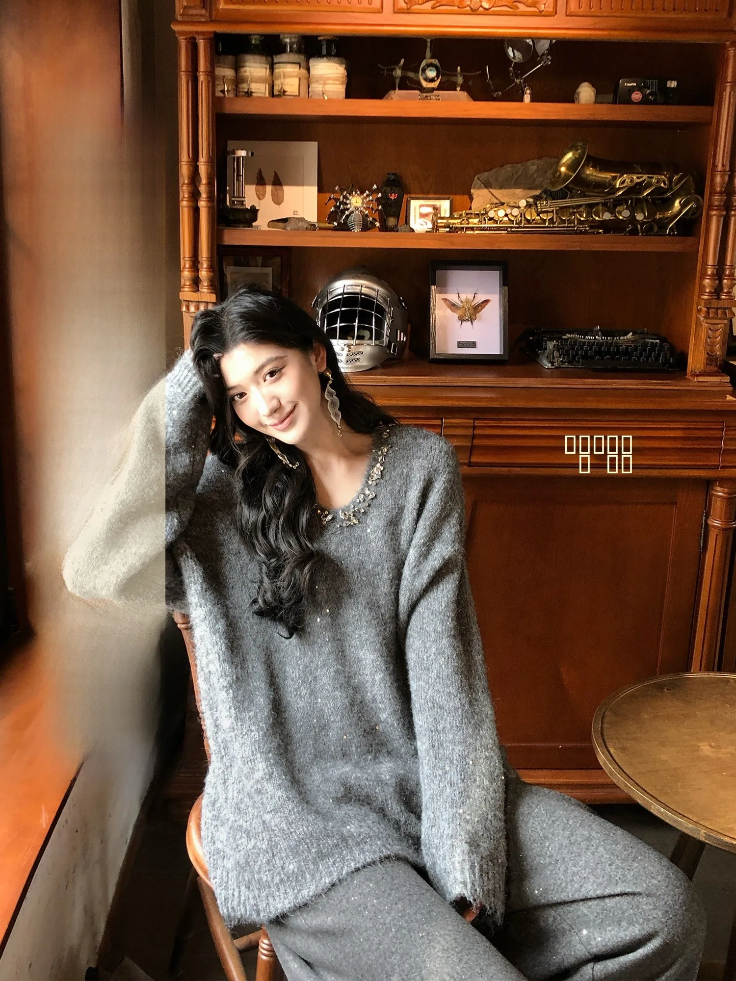 

Youwei Ice Crystal Mother Long Sve Women's Knitted Sweater ay Base Layer Top Soft Wool Blend Comfortable V-Ne Pullover