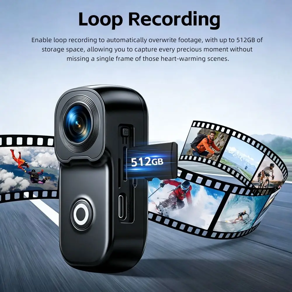 4K Ultra HD Thumb Action Camera IP68 Waterproof Six-axis Stabilization 4K Sports Recorder 156° Wide-angle
