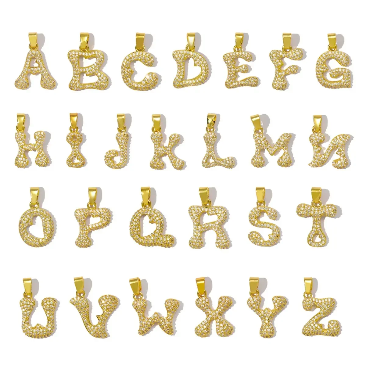 3pcs/Lot RedBee Copper Cubic Zircon Love Heart A-Z 26 Letter Diy Charm Women Capital Initial Name Necklace Pendant Jewelry