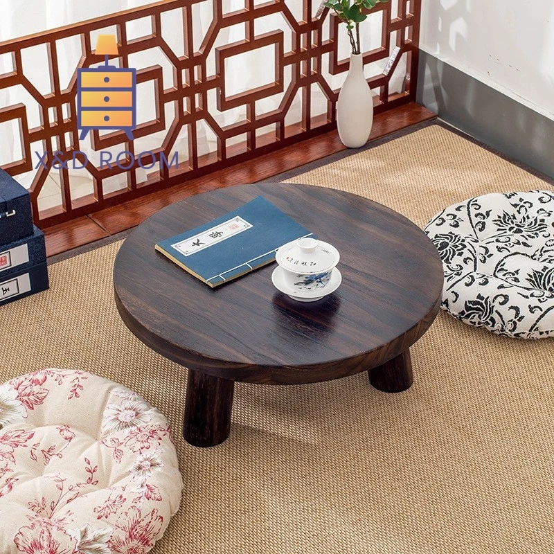 

XD Simple And Modern Bay Window Small Table Solid Wood Mini Round Table Low Table Tatami Mat Small Coffee Table Floor Table