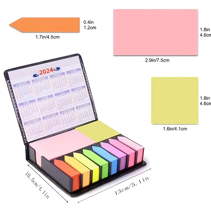 1 Set Of Colorful Convenience Stickers Organization Multi-Color Stickers Set Leather Packaging Box Calendar 2024