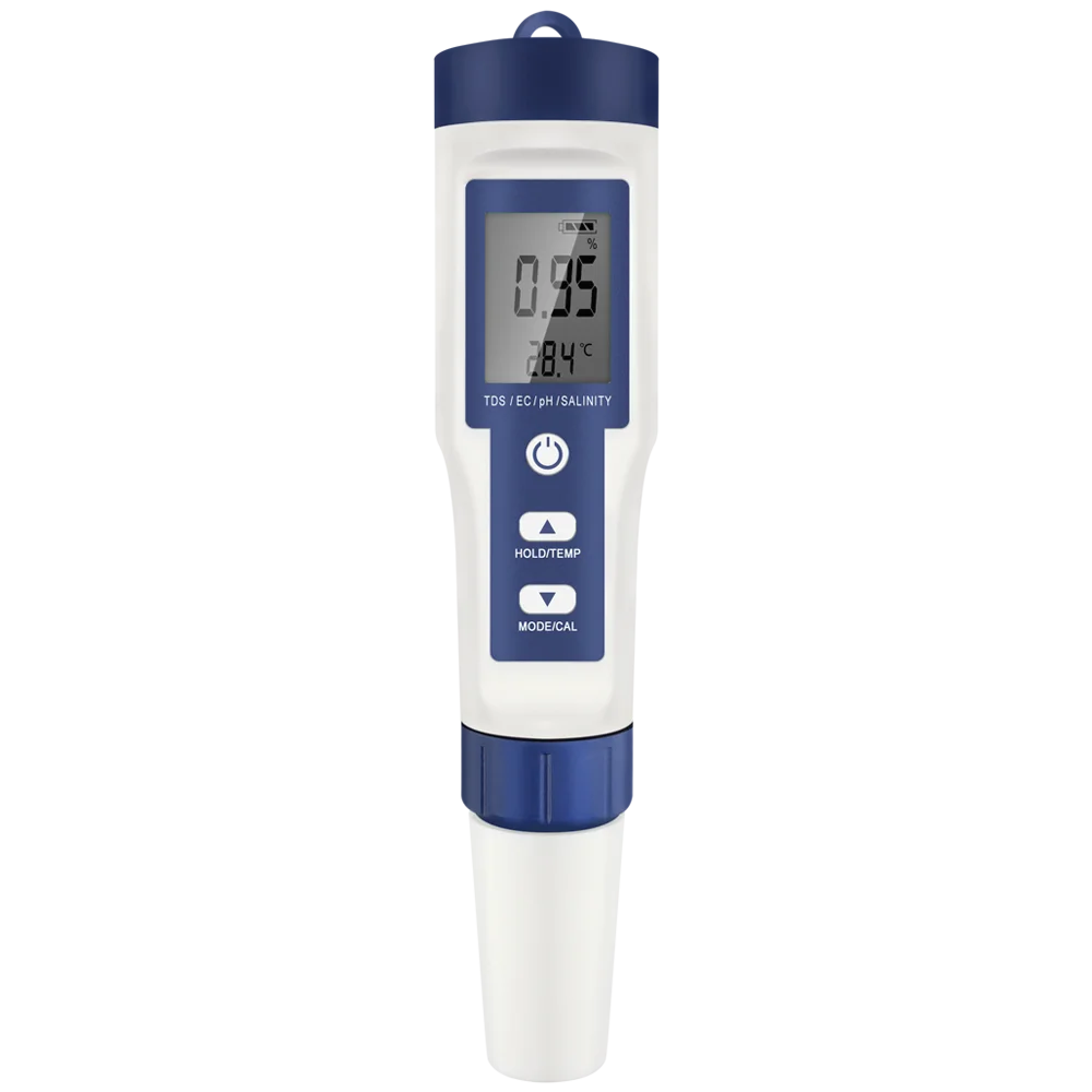 5-in-1 digitale PH TDS EC-meter Pen Zoutgehalte Temperatuurtester Geleidbaarheidsfilter Zuiverheid met achtergrondverlichting voor aquariumwater