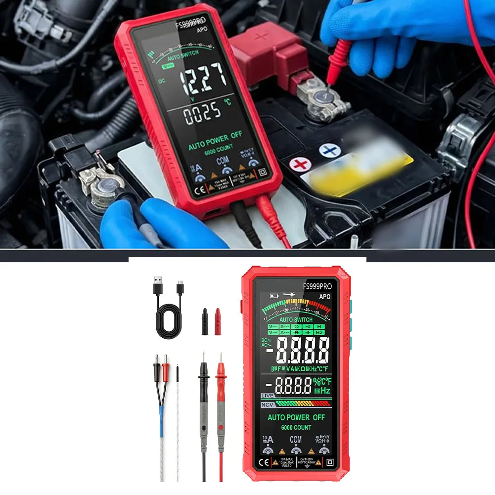 6000 Counts True for rms Digital Multimeter Auto Ranging USB C Rechargeable CAT III 1000V CAT IV 600V Compact Design