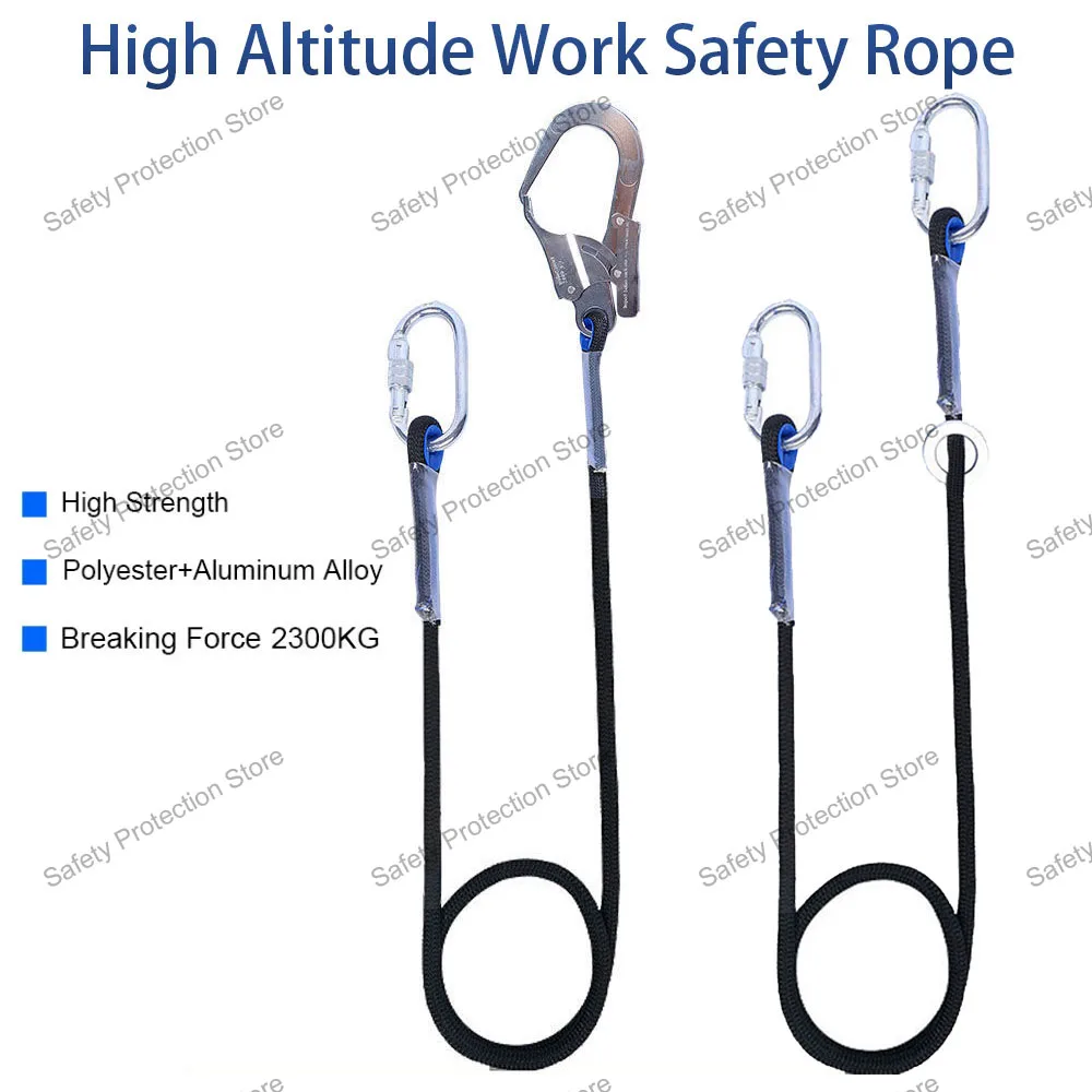 High Altitude Work Safety Belt Rope Hook Electrician Protective Safety Harness Rope Wear Resistant Anti Fall Buffer Safety Rope