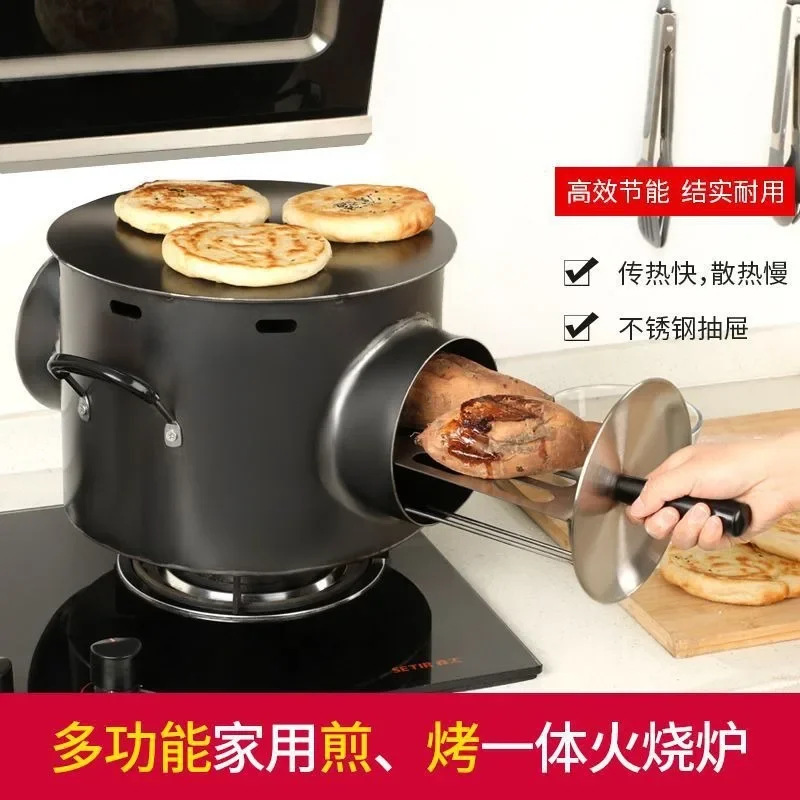 Household gas stove, baking biscuit stove, beating biscuit，frying and roasting integrated , Roujiamo stove