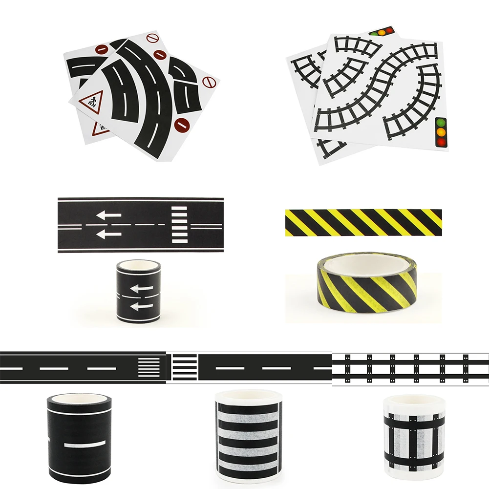 Roll Car Road Adhesive Black Road Tape Removable Floor Sticker Train Track Parking Scene For Cars And Train Sets