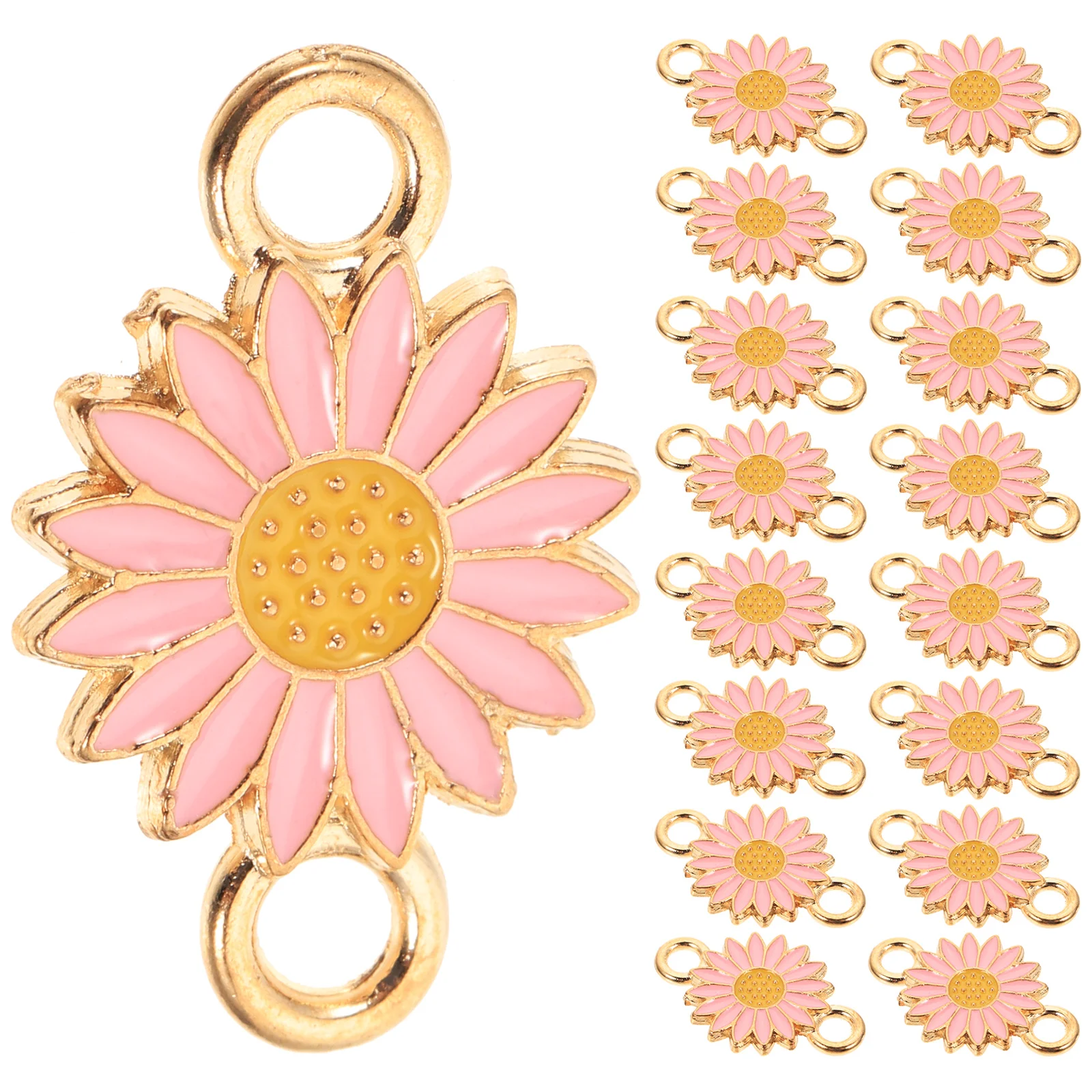 

20 Pcs Trendy Alloy Jewelry Connector Floral Little Daisy Flower Links Charm Pink Sunflower Charms