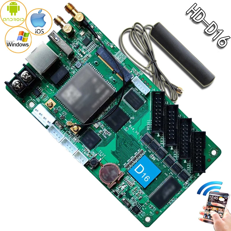 Huidu D16 Wi-Fi Asynchronous Full Color Banner Screen Control Card For Taxi Car Led Screen And Support Mobile App Control