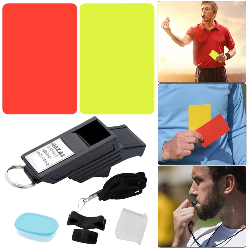 ชุดการ์ดผู้ตัดสินฟุตบอล นกหวีดฟุตบอล การ์ดสีแดงและสีเหลือง การ์ดเตือนผู้ตัดสินแบบพกพา มัลติฟังก์ชั่น ABS สำหรับกีฬาฟุตบอล
