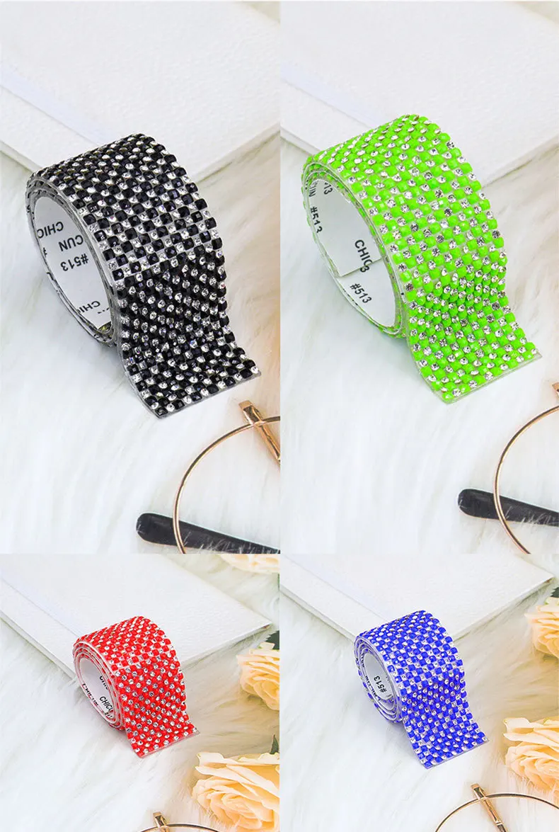10 Stück Strassbänder Rolle Diamant funkelndes Banding Party Geschenk Dekoration DIY Handwerk selbstklebende Strass-Aufkleber – Detail 2