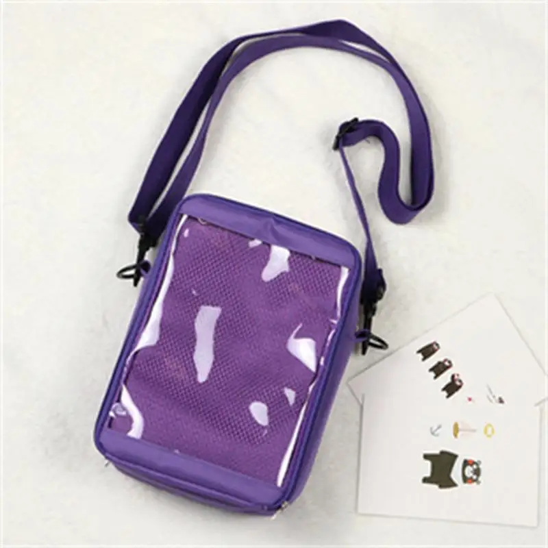 Women Japanese Transparent Square Pain Bag Diagonal Bag One Shoulder Portable Canvas Baby Bag Casual Wild Fashion Handbag