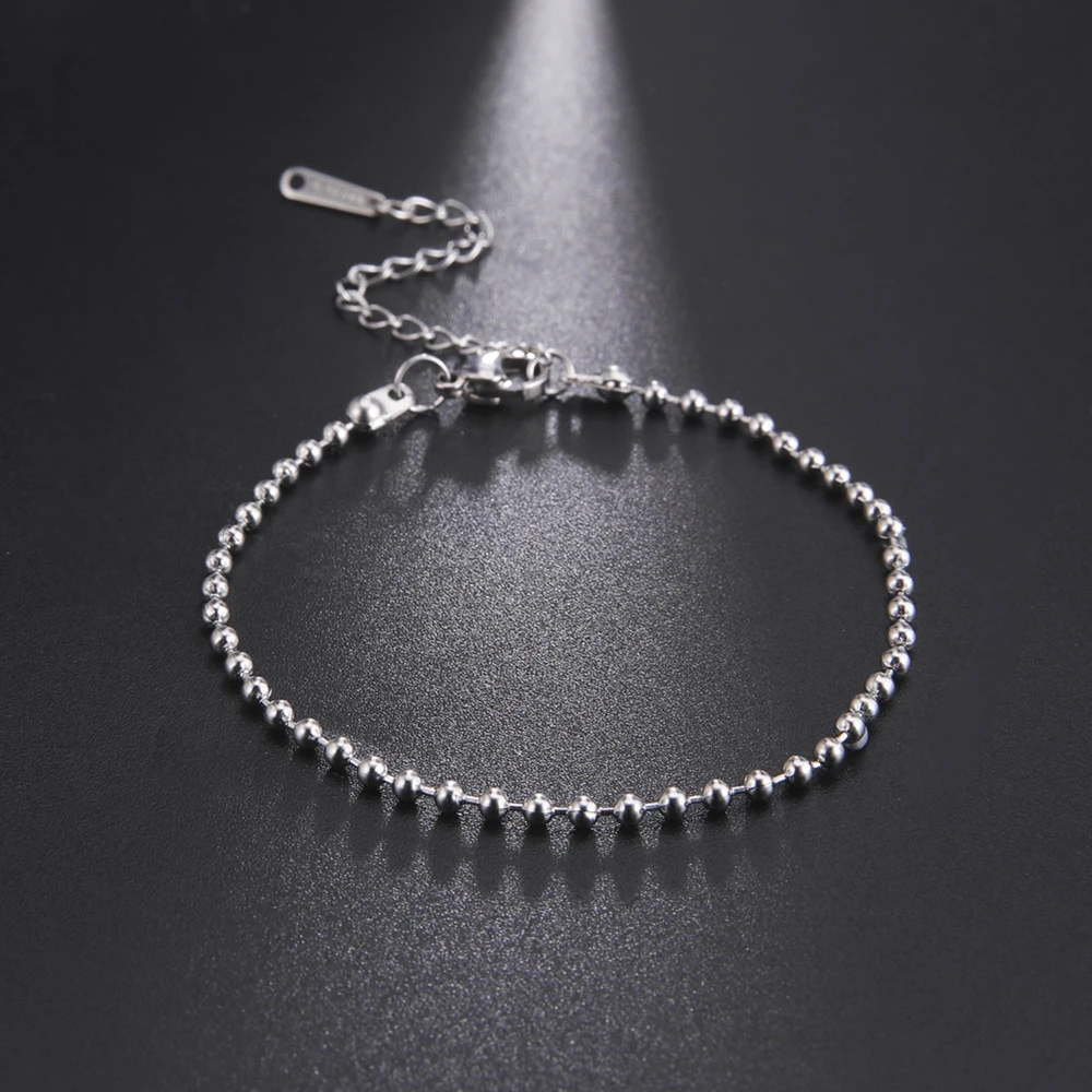 Simple Stainless Steel Bracelet for Men Women Fashion Bead Trend Bracelet  Hand Jewelry for Couple Gift