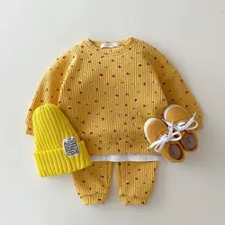 Infant Baby Girl Clothes Sets Spring Newborn Baby Girl Clothing Tops + Pant Outfits Waffle Cotton Baby Baby Pajamas Sets