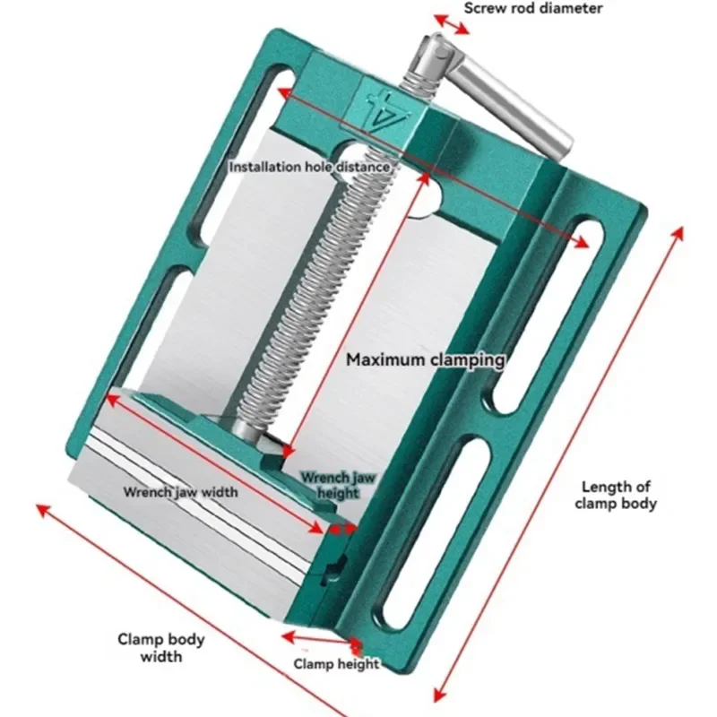 Bench drills, drill press fixtures, and work-holding clamps; 6-inch precision American-style flat-jaw vise / bench vise.