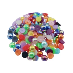 15Gram/Pack Imitation Pearls 6-8mm Round Flat Bead Handmade Jewelry DIY Clothing Luggage Crafts Accessories Material Beads