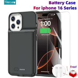Xilecaly For iPhone 16 Pro Max Battery Charger Case+ Screen Protector Silicone Power Bank Charging Power Case For iPhone 16 Plus