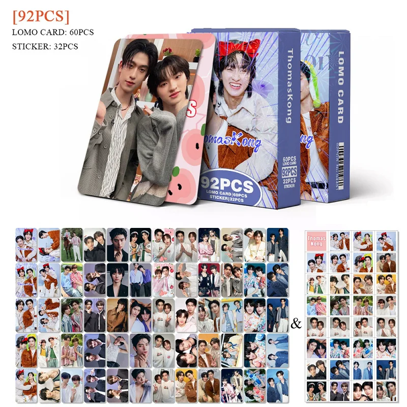 

92Pcs/Set Thai Star ThomasKong Laser Lomo Card Thomas & Kong Characters HD Photocard with Bonus Stickers