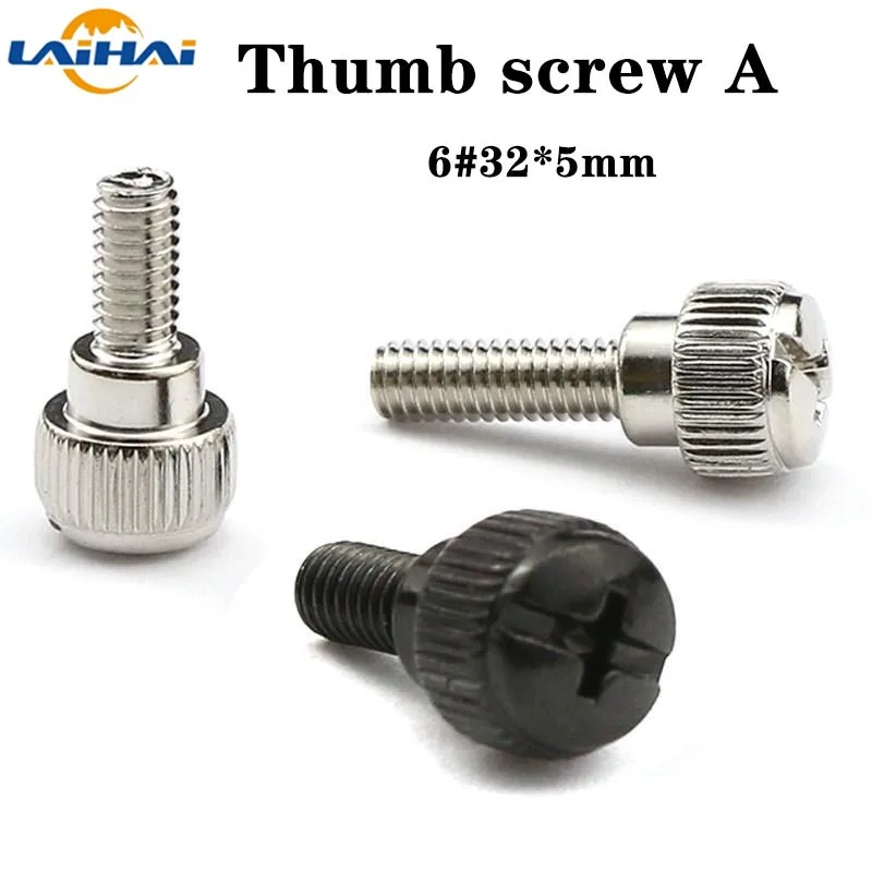 5pcs 6#-32 M3 M4 Black Silver Carbon Steel PC Computer Case Cover Slotted Phillips Head Hand Tighten Bolt Thumbscrew Thumb Screw