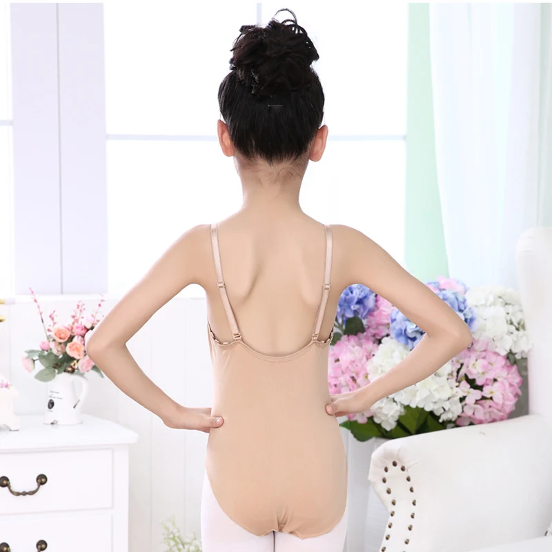 

Girls Ballet Costume Leotard Sleeveless Camisole Gymnastics Dance Underwear Kids Nude Color Slimming Bodysuit Sleeveless vest