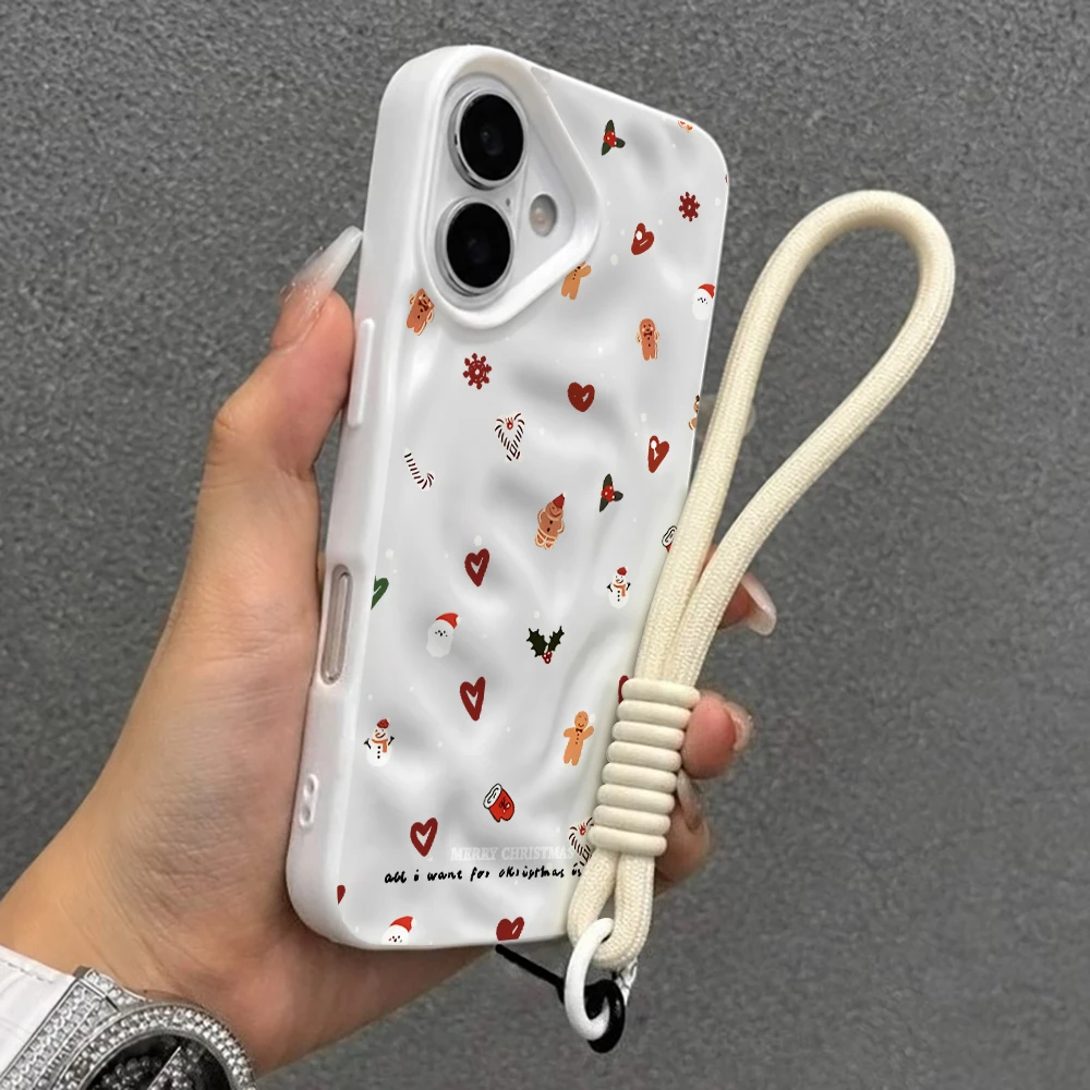 Herbstliche Schneemann-Collage Falten-Silikon-Handyhülle für iPhone 17 15 13 11 12 14 16 17 Pro Max 15 Plus 17 Air mit Lanyard-Hülle – Detail 6